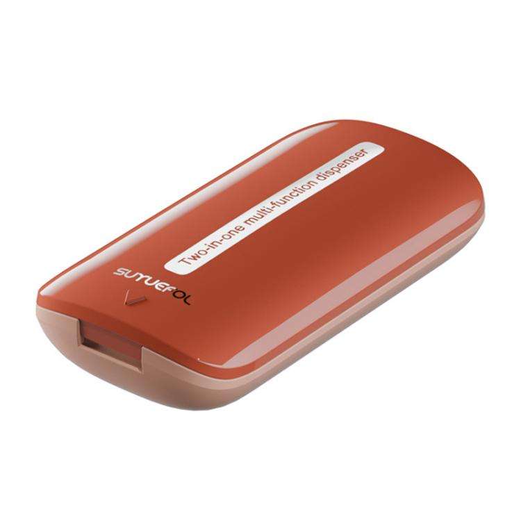 Lightweight Pill Cutter Box Portable Tablet Cutting Dispensing Pill Box(Caramel Brown)