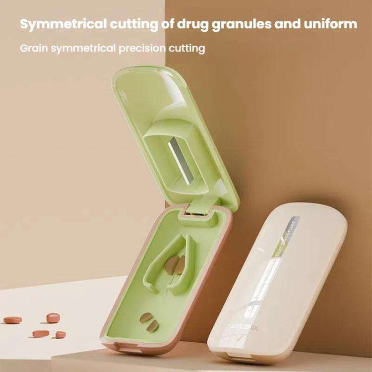 Lightweight Pill Cutter Box Portable Tablet Cutting Dispensing Pill Box(Angel White)