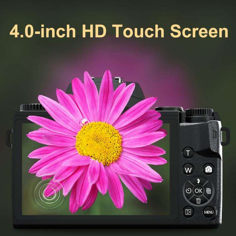 FSD-W5 4-Inch Touch Screen WiFi Transmission 4K HD Digital Camera Student Photo SLR(Black)