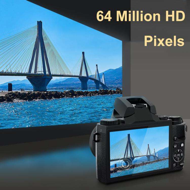 FSD-W5 4-Inch Touch Screen WiFi Transmission 4K HD Digital Camera Student Photo SLR(Black)