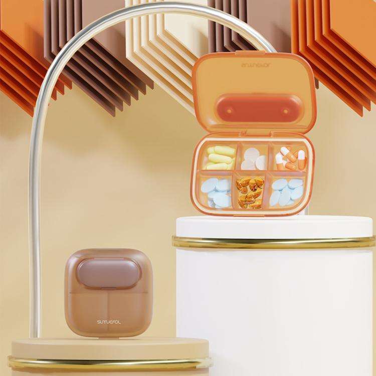 Portable Pill Box Dispenser Sealed Large Capacity Seven Days a Week Medication Organizer, Color: ...