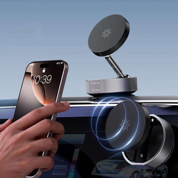 T20 Magnetic Car Phone Holder Car Center Console Navigation Portable Folding Stand(Silver)