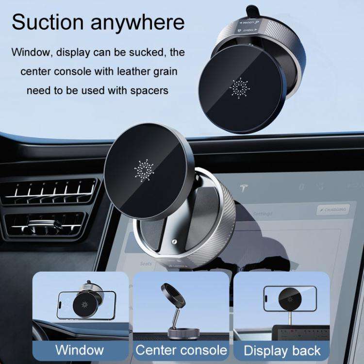 T20 Magnetic Car Phone Holder Car Center Console Navigation Portable Folding Stand(Silver)