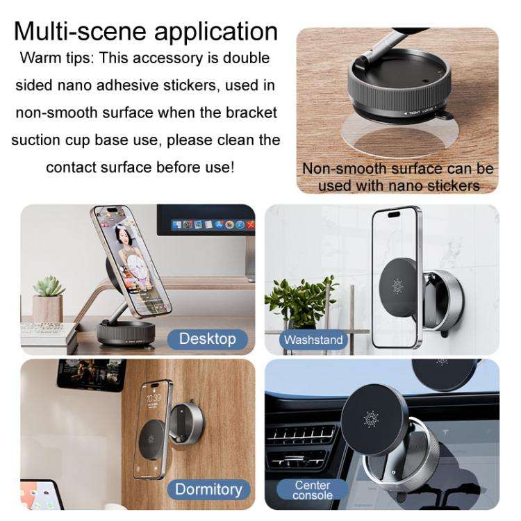 T20 Magnetic Car Phone Holder Car Center Console Navigation Portable Folding Stand(Silver)