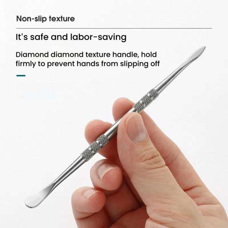 Stainless Steel Soot Spoon Carving Tools, Style: Dual Head 2 Original Color(PVC Bag Single Pack)