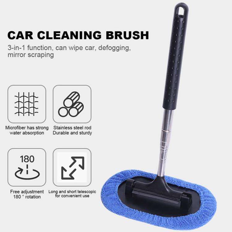 Retractable Windshield Cleaning Brush Scrubbing And Defogging 3 In 1 Car Wash Kit(Blue)