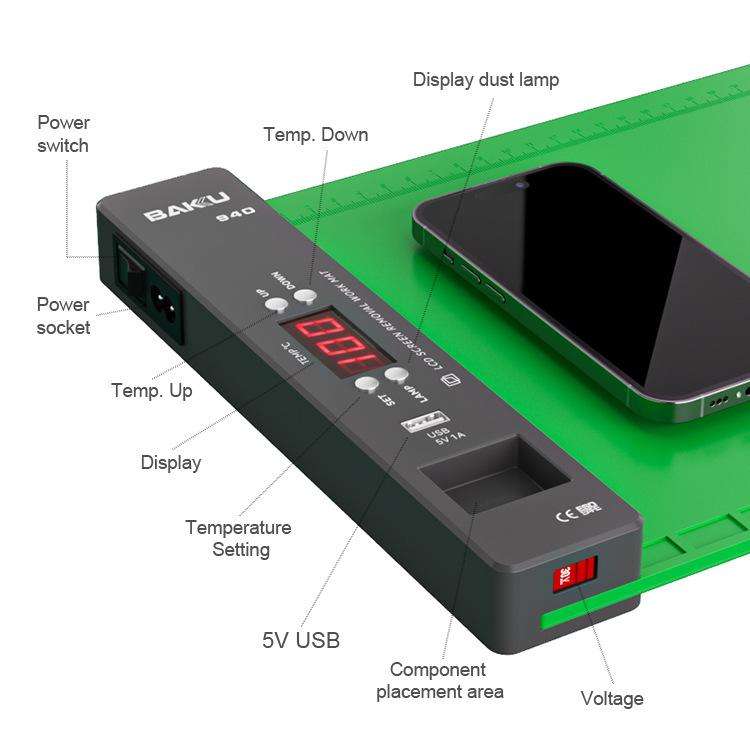BAKU BA-940 16-inch LCD Screen Removal Work Mat With Heating System and Dust Lighting EU Plug