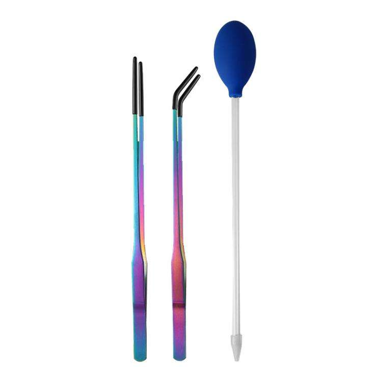 Pet Feeding Tweezers Reptile Pets Feeding Clip Aquascape Tool, Style: Color Titanium 3pcs