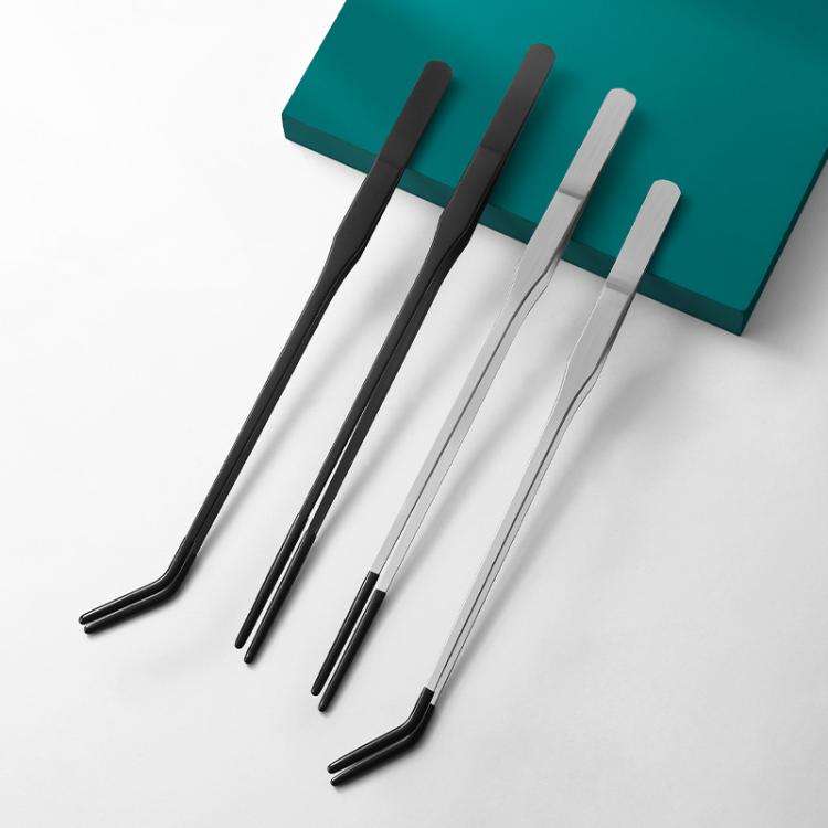 Pet Feeding Tweezers Reptile Pets Feeding Clip Aquascape Tool, Style: Color Titanium Tilt Head