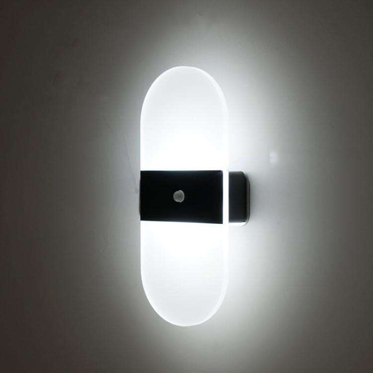 Magnetic Acrylic Smart Induction Night Light Rechargeable Wall Lamp Bedroom Bedside Lamp Black Ar...