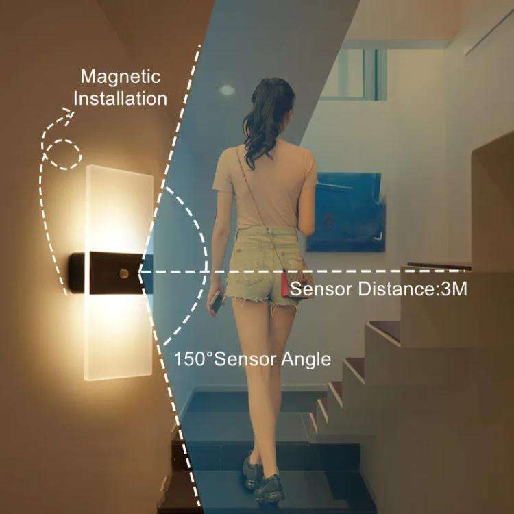 Magnetic Acrylic Smart Induction Night Light Rechargeable Wall Lamp Bedroom Bedside Lamp White Re...