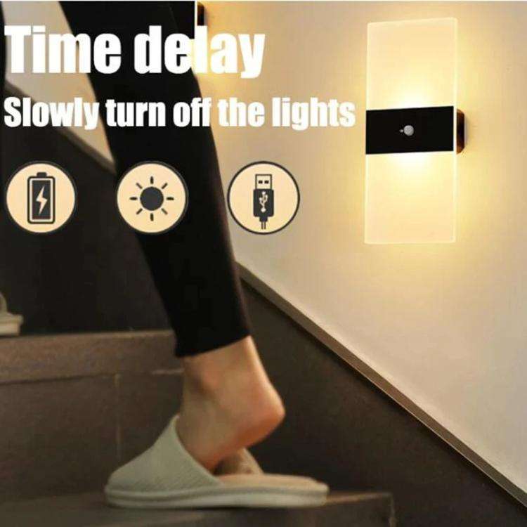 Magnetic Acrylic Smart Induction Night Light Rechargeable Wall Lamp Bedroom Bedside Lamp White Re...