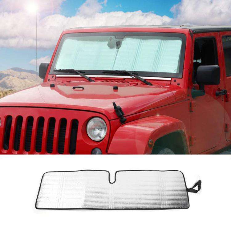 51.9 x 16.1inch For Jeep 2007-2017 Wrangler JK Car Front Windshield Sunshade(Black+Silver)