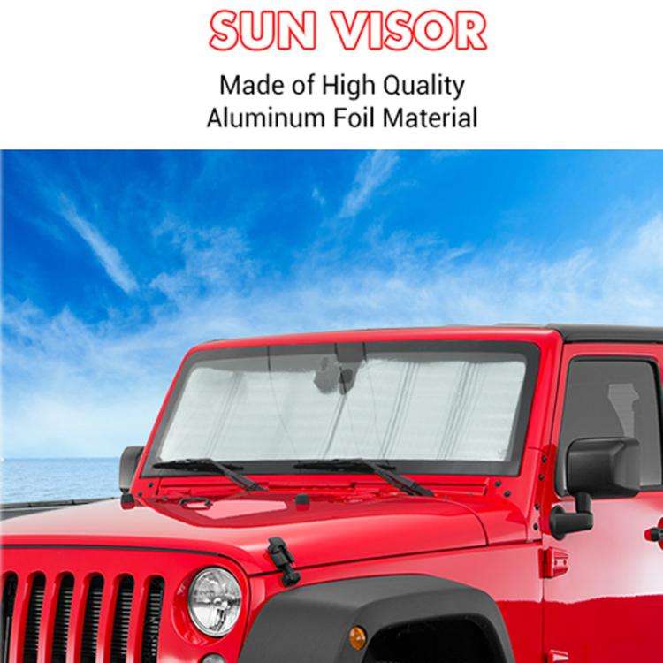 51.9 x 16.1inch For Jeep 2007-2017 Wrangler JK Car Front Windshield Sunshade(Black+Silver)