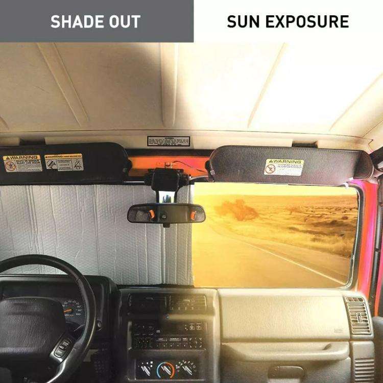 51.9 x 16.1inch For Jeep 2007-2017 Wrangler JK Car Front Windshield Sunshade(Black+Silver)
