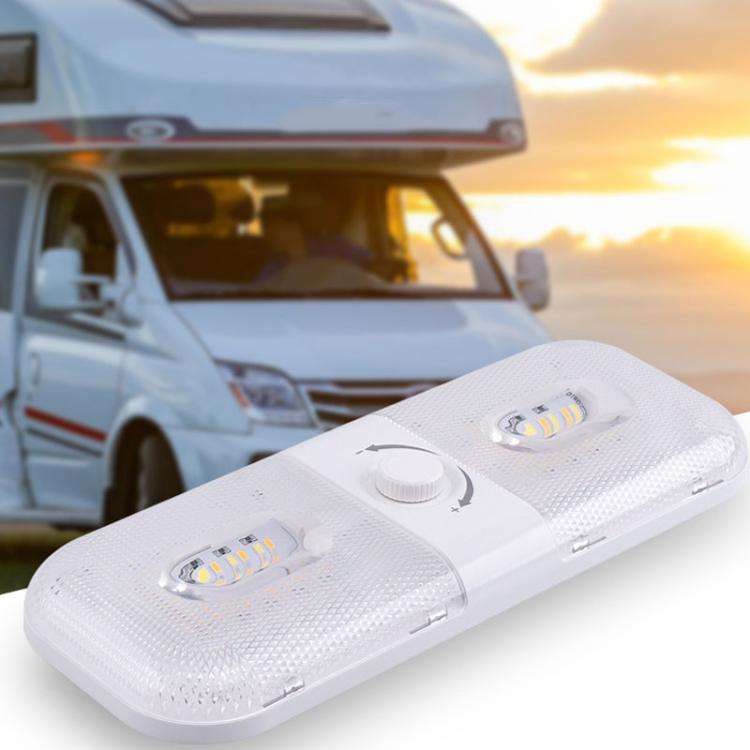 12-24V RV Light 120 LEDs 3-Color Temperature Rotary Button Dimming Roof Light FC01