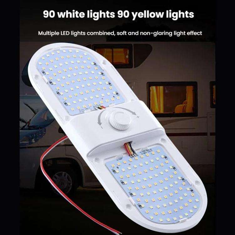 12-24V RV Light 180 LEDs 3-Color Temperature Dimmable Roof Light FC02