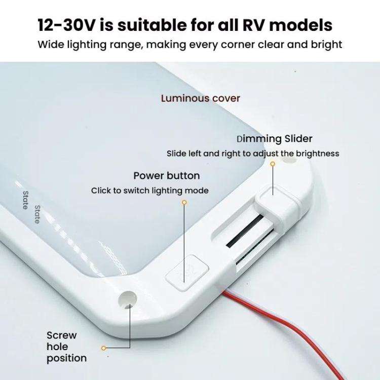 12-30V RV Light 198 LEDs 3-Color Temperature Dimmable Roof Light, Color: Yellow White Light