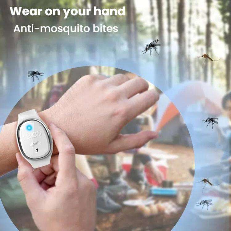 Smart Ultrasonic Mosquito Repellent Watch Kids Outdoor Anti-mosquito Bracelet Wristband(White)