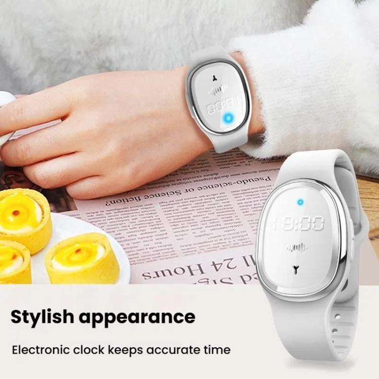 Smart Ultrasonic Mosquito Repellent Watch Kids Outdoor Anti-mosquito Bracelet Wristband(White)