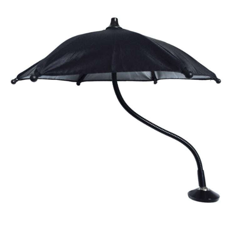 Magnetic Phone Mini Sun Protection Umbrella Parasol Diameter 9.4 inch, Metal Hose 8.3 inch(Black)