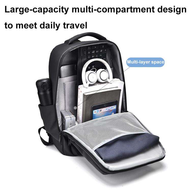 OUMANTU 2103 Large Capacity Multi-Compartment Waterproof Laptop Backpack With USB Port(Black)