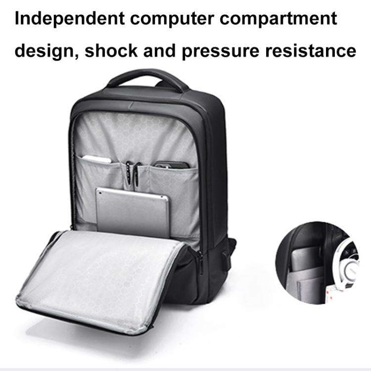 OUMANTU 2103 Large Capacity Multi-Compartment Waterproof Laptop Backpack With USB Port(Black)