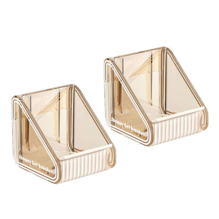 2pcs  /Pack Wall-mounted Shower Gel Shampoo Holder with Adjustable Hole Distance(Tea Color)