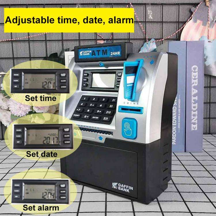 Simulated ATM Automatic Teller Machine Smart Password Card Swipe Children Piggy Bank(Pink)