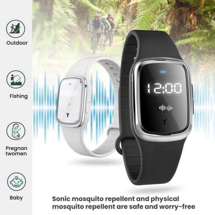 Ultrasonic Mosquito Repellent Watch Outdoor Mosquito Repellent Bracelet(Pink)
