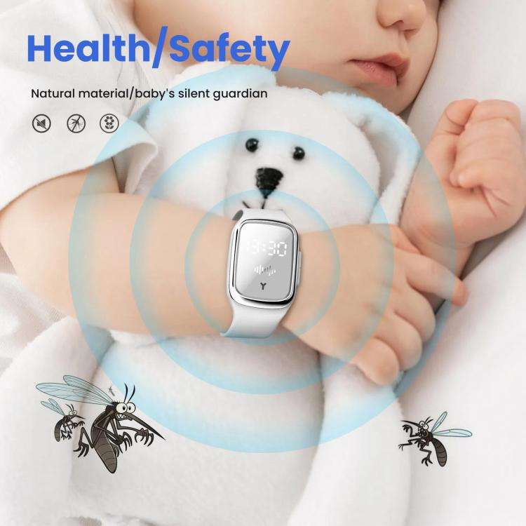 Ultrasonic Mosquito Repellent Watch Outdoor Mosquito Repellent Bracelet(White)