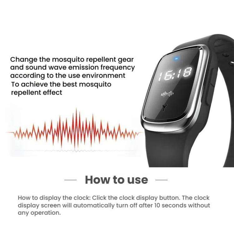Ultrasonic Mosquito Repellent Watch Outdoor Mosquito Repellent Bracelet(Pink)
