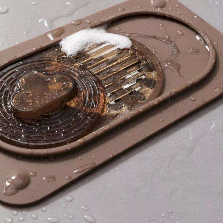 Sliding Floor Drain Cover Bathroom Kitchen Sink Strainer Filter(Coffee)