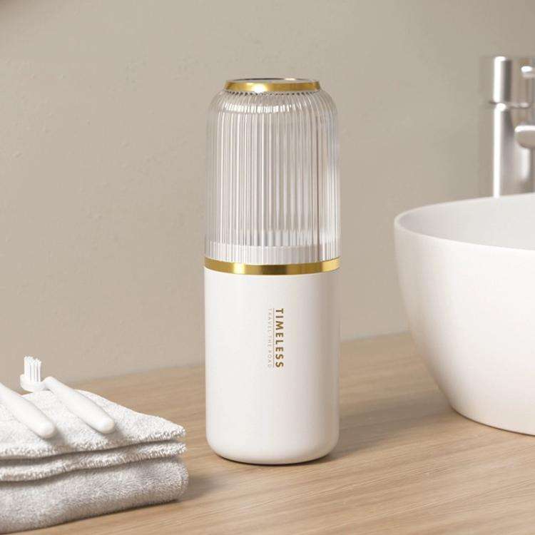 Transparent Toothbrush Travel Container Toothpaste Storage Cup Box Organizer 2-in-1 White