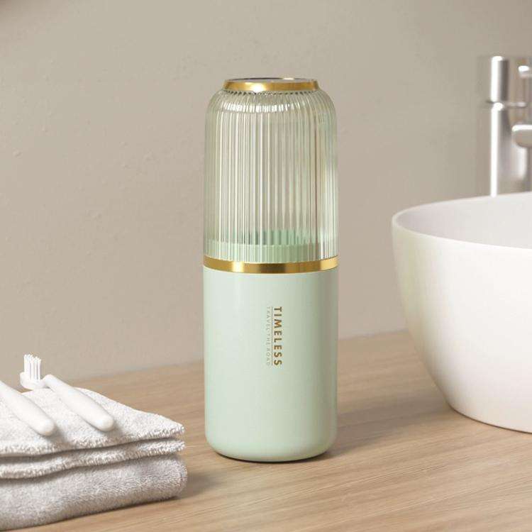 Transparent Toothbrush Travel Container Toothpaste Storage Cup Box Organizer 2-in-1 Green
