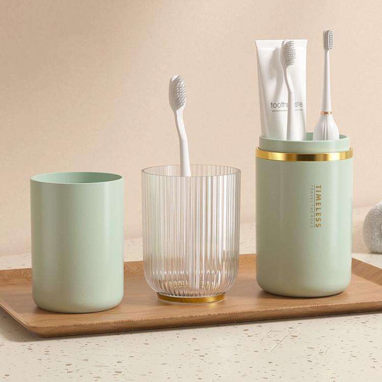 Transparent Toothbrush Travel Container Toothpaste Storage Cup Box Organizer 3-in-1 Green