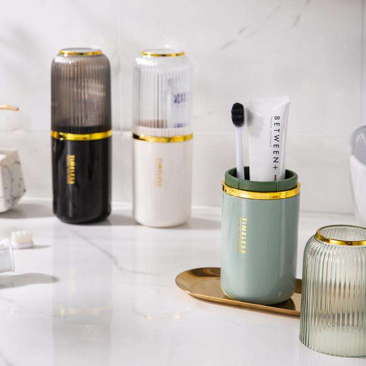 Transparent Toothbrush Travel Container Toothpaste Storage Cup Box Organizer 2-in-1 White