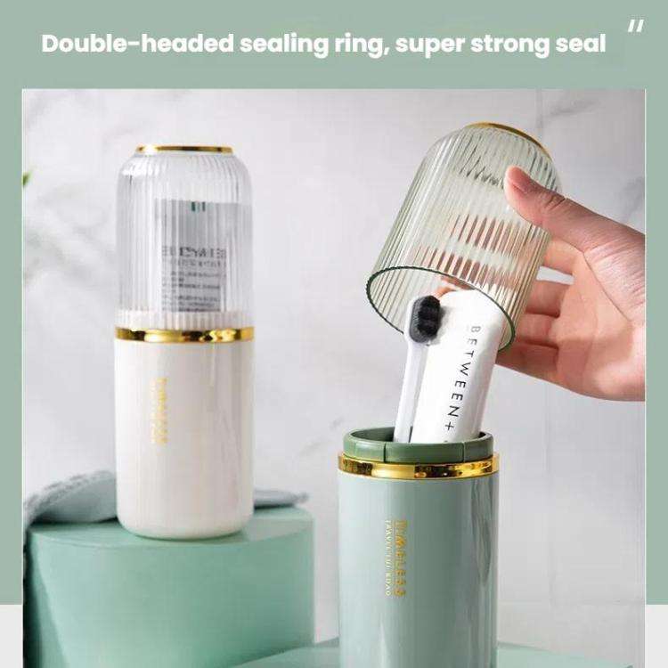 Transparent Toothbrush Travel Container Toothpaste Storage Cup Box Organizer 3-in-1 Green