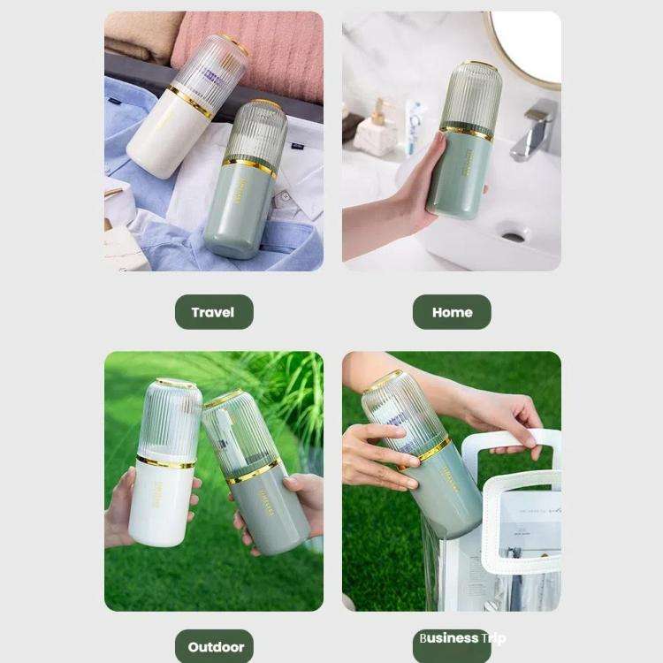 Transparent Toothbrush Travel Container Toothpaste Storage Cup Box Organizer 3-in-1 Green