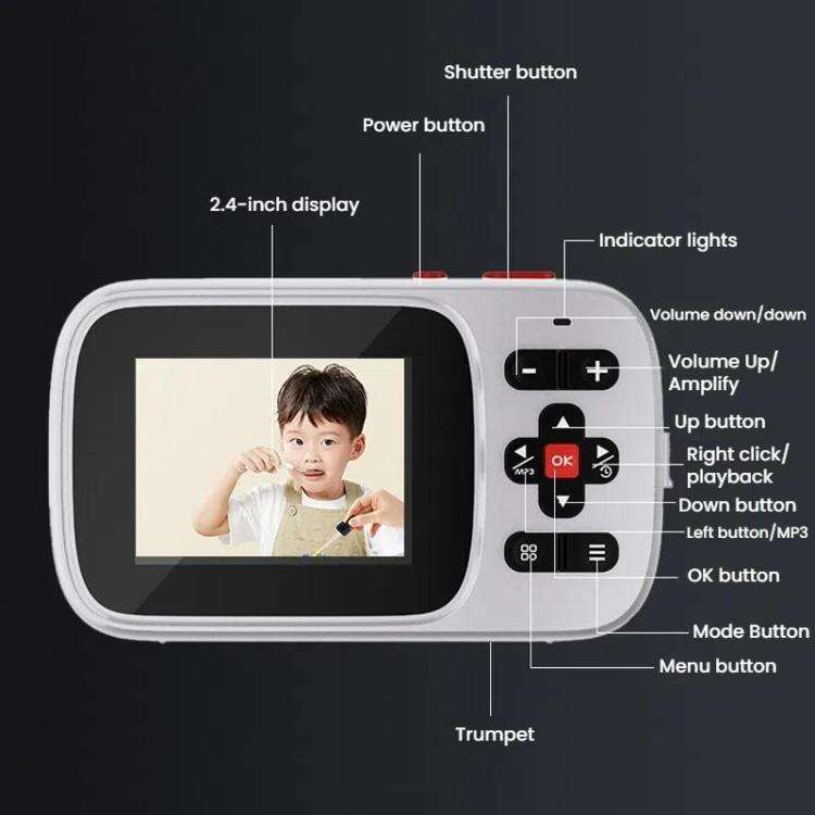 72 MP HD Digital Camera 2.4 Inch MP3 Listening Photo Video 16x Zoom DV(Rose Red)
