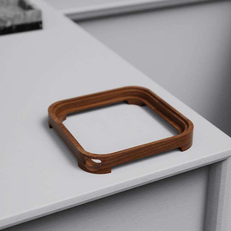 For MAC Mini M4 Wooden Desktop Host Bracket Base Heat Dissipation Rack, Spec: Walnut