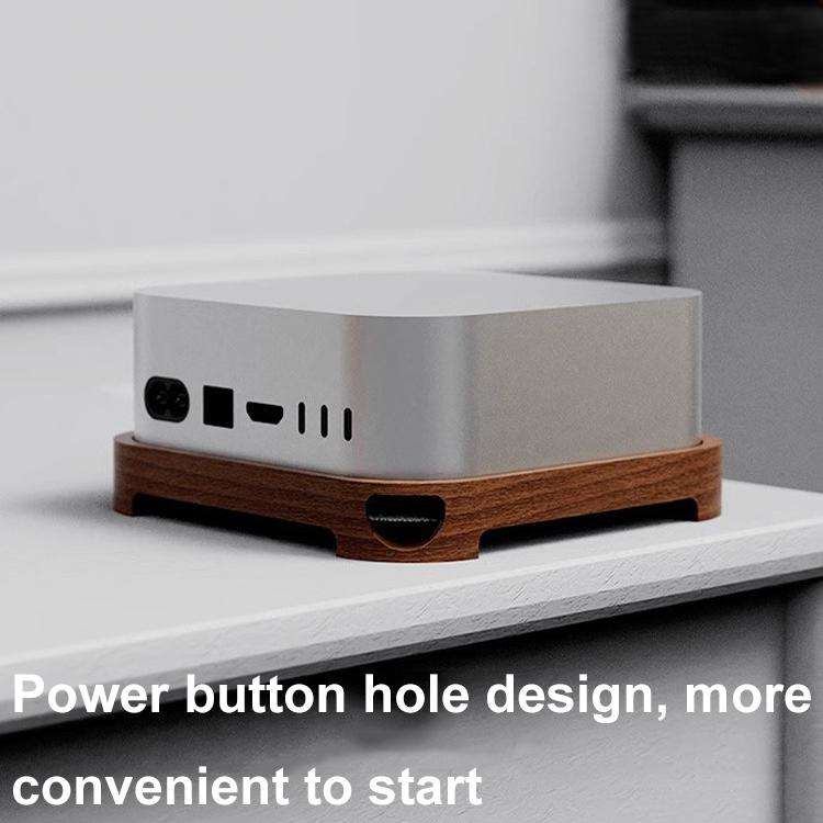 For MAC Mini M4 Wooden Desktop Host Bracket Base Heat Dissipation Rack, Spec: Walnut