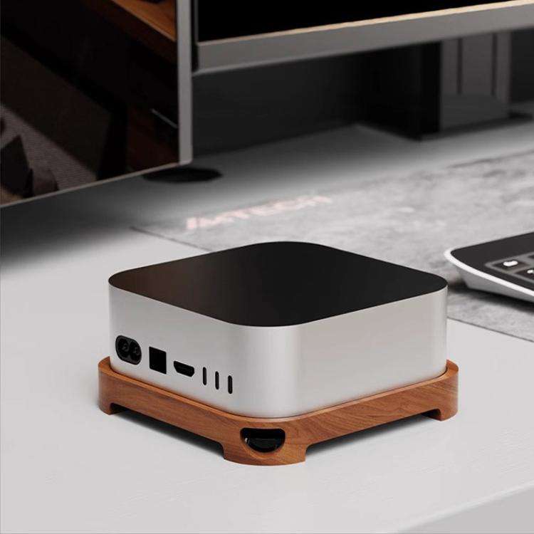 For MAC Mini M4 Wooden Desktop Host Bracket Base Heat Dissipation Rack, Spec: Walnut