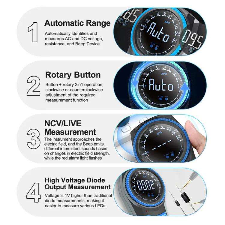 SUNSHINE DT-24R Rotary Auto Ranging Multimeter Voltage Resistance Measurement Buzzer