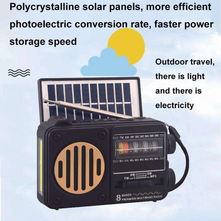 322BTS Solar Multi-band Antenna FM Radio Portable Flashlight Bluetooth Speaker(Random Color Deliv...