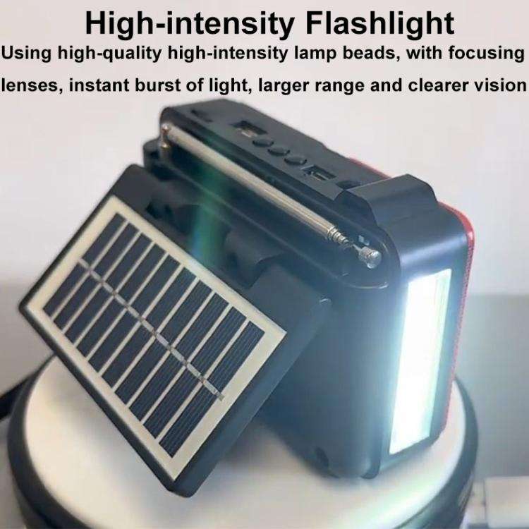 322BTS Solar Multi-band Antenna FM Radio Portable Flashlight Bluetooth Speaker(Random Color Deliv...