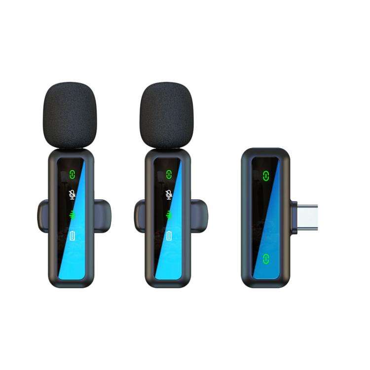 H63 Wireless Lavalier Microphone Live Shooting Audio Noise Canceling Device, Style: Dual Mic(Type-C)