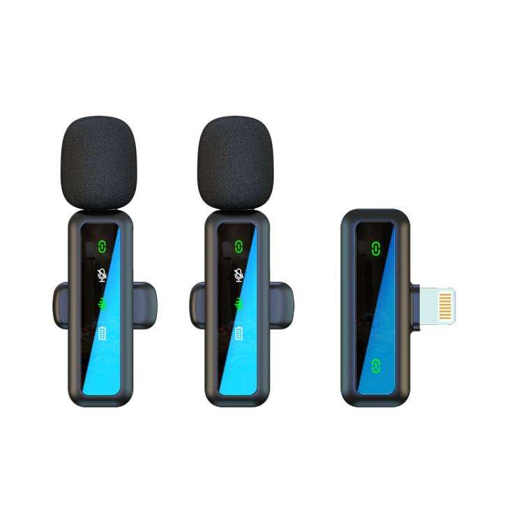H63 Wireless Lavalier Microphone Live Shooting Audio Noise Canceling Device, Style: Dual Mic(8 Pin)