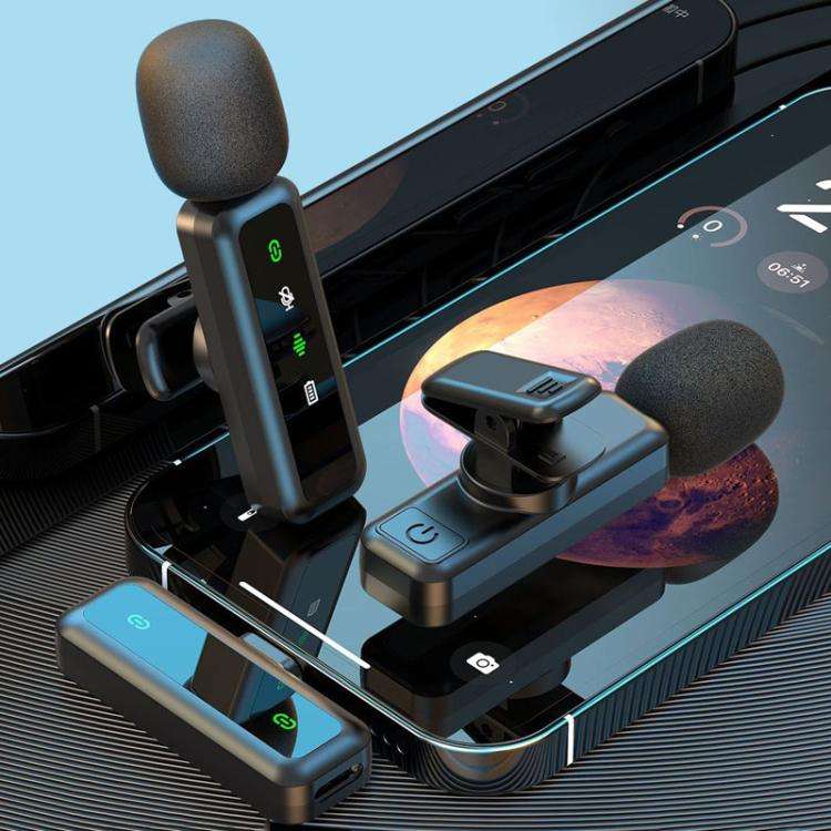 H63 Wireless Lavalier Microphone Live Shooting Audio Noise Canceling Device, Style: Dual Mic(8 Pin)