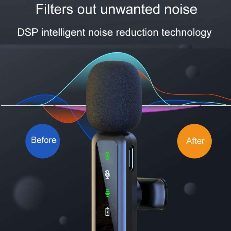 H63 Wireless Lavalier Microphone Live Shooting Audio Noise Canceling Device, Style: Dual Mic(8 Pin)